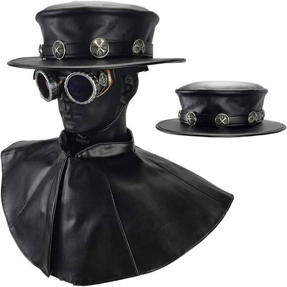 Plague Doctor Hat w Metal Cross Band Absolute Vibe Halloween Steampunk Medium - Picture 5 of 12